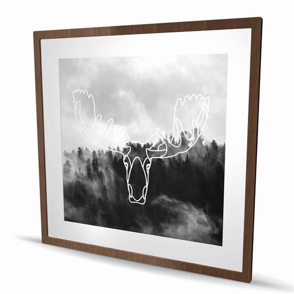 Begin Home Decor C1FM3636BV64FQ 36 x 36 in. Minimalist Moose Head - Bedroom Deer Framed Print Decor