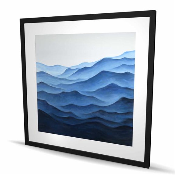 Begin Home Decor C1FM3636CO0Y8W 36 x 36 in. Blue Ocean - Waves Classic Blue Framed Matted Print Decor