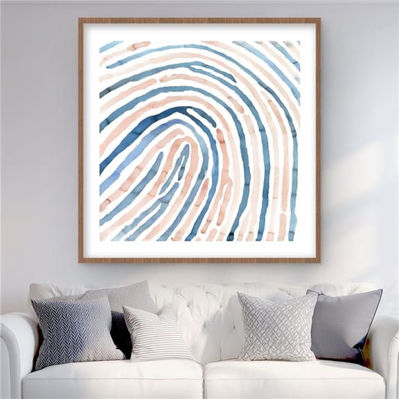 Begin Home Decor C1FM3636DFMTLG 36 x 36 in. Fingerprint - Blue Shapes Framed Matted Print for Home Decor