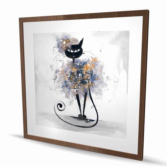 Begin Home Decor C1FM3636F9E41K 36 x 36 in. Cartoon Black Cat - Pop Art Pets Framed Print for Home Decor