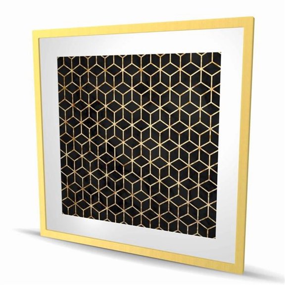 Begin Home Decor C1FM3636FNGAMI 36 x 36 in. Symmetry - Gold Patterns Framed Matted Print for Home Decor
