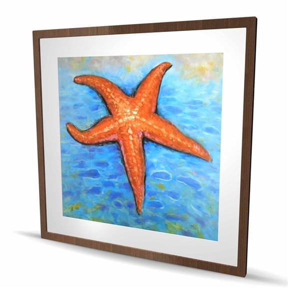 Begin Home Decor C1FM3636G1TQB6 36 x 36 in. Starfish in the Sea - Framed Matted Print for Home Decor