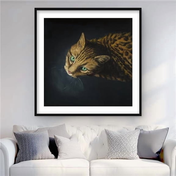 Begin Home Decor C1FM3636G4UCUW 36 x 36 in. Bengal Cat Framed Matted Print - Feline Home Decor Art