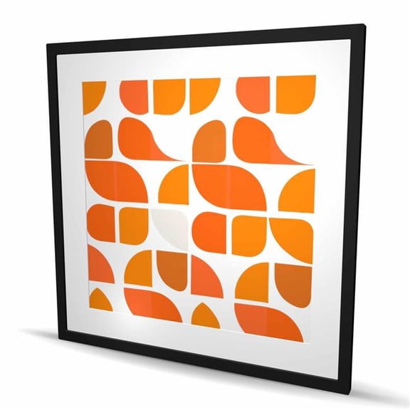 Begin Home Decor C1FM3636G8VGCR 36 x 36 in. Zig Zag - White Framed Matted Print for Home Decor