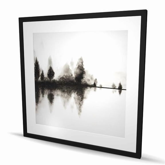 Begin Home Decor C1FM3636GPZ1I5 36 x 36 in. Reflection - Rustic White Framed Matted Print for Home Decor