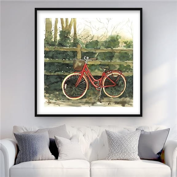 Begin Home Decor C1FM3636H6WZDG 36 x 36 in. Riding in the Woods by Bicycle - Scenic Kitchen Print Decor