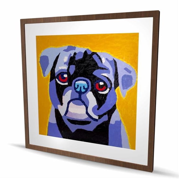 Begin Home Decor C1FM3636HHFCWX 36 x 36 in. Flash the Pug - Framed Matted Print for Animal Decor