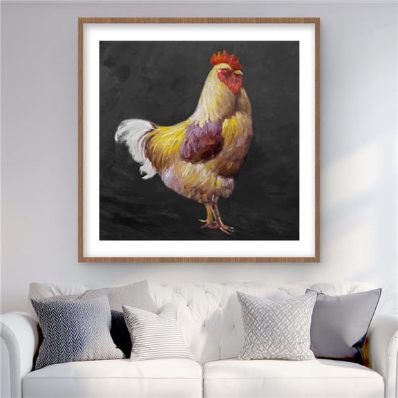 Begin Home Decor C1FM3636HZ1GLN 36 x 36 in. Beautiful Rooster 2 - Rustic Kitchen Framed Print for Decor