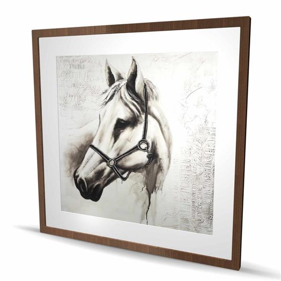 Begin Home Decor C1FM3636I9BFQT 36 x 36 in. Flicka the White Horse - Minimalist Framed Print for Decor