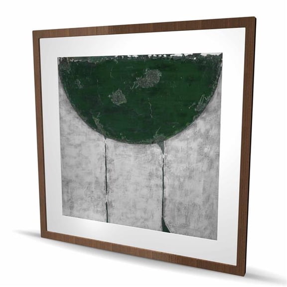 Begin Home Decor C1FM3636IE8QRC 36 x 36 in. Green Half Circle - Framed Matted Print for Home Decor
