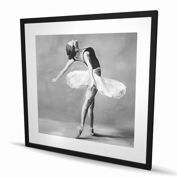 Begin Home Decor C1FM3636IFXAH8 36 x 36 in. Classic Ballet Dancer - Black & White Hobbies Framed Print
