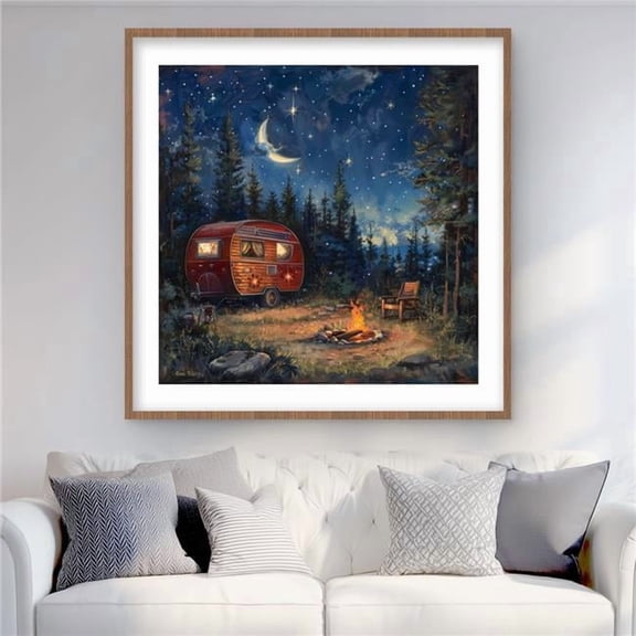 Begin Home Decor C1FM3636II6ZE1 36 x 36 in. Campfire - Purple Framed Matted Print for Home Decor