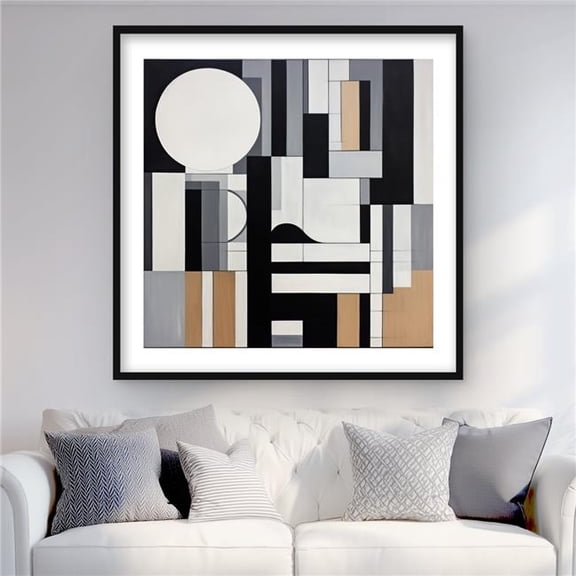 Begin Home Decor C1FM3636IR4OMS 36 x 36 in. Overload - Patterns Black Framed Matted Print for Home Decor