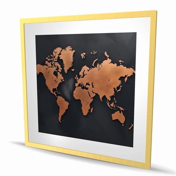 Begin Home Decor C1FM3636J4E6T4 36 x 36 in. Rusted Map - Blueprints American Framed Matted Print Decor
