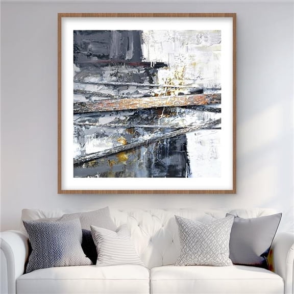 Begin Home Decor C1FM3636JBCC0N 36 x 36 in. Texturized Paint Splashing Stripes - Gray Abstract Print
