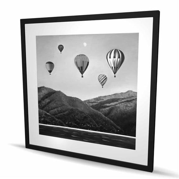 Begin Home Decor C1FM3636JJNMXM 36 x 36 in. Air Balloon Landscape - Framed Matted Print for Home Decor