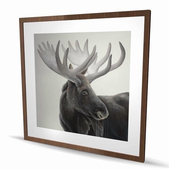 Begin Home Decor C1FM3636K1TPOZ 36 x 36 in. Grayscale Moose Profile - Deer Beige Framed Matted Print