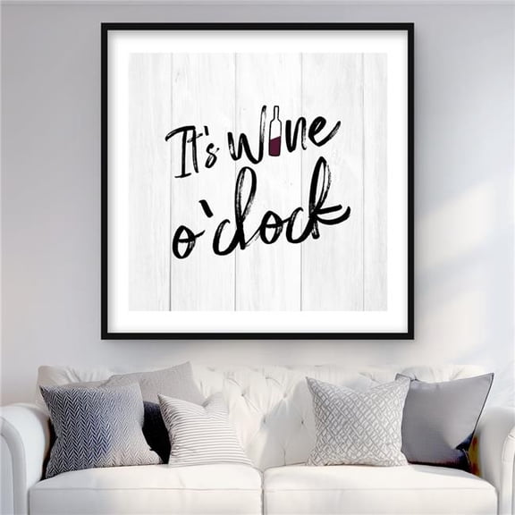 Begin Home Decor C1FM3636K3U7QL 36 x 36 in. Its Wine O Clock - Black & White Framed Print for Decor