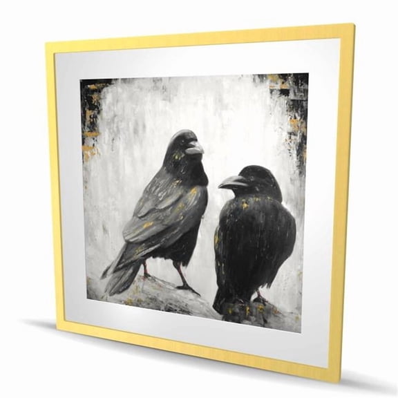 Begin Home Decor C1FM3636LPNIXH 36 x 36 in. Two Crows Birds Framed Print - Livingroom Feathers Decor