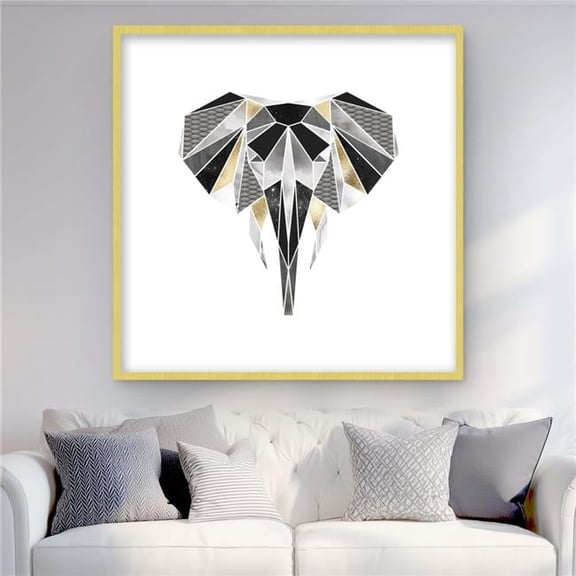 Begin Home Decor C1FM3636LQ9XIG 36 x 36 in. Geometric Elephant - Framed Matted Print for Home Decor