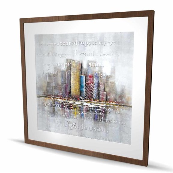 Begin Home Decor C1FM3636LZ05P4 36 x 36 in. Buildings with Typography in Relief - Framed Matted Print