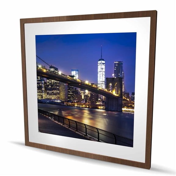 Begin Home Decor C1FM3636M696G7 36 x 36 in. City At Night - Industrial Framed Matted Print for Man Cave