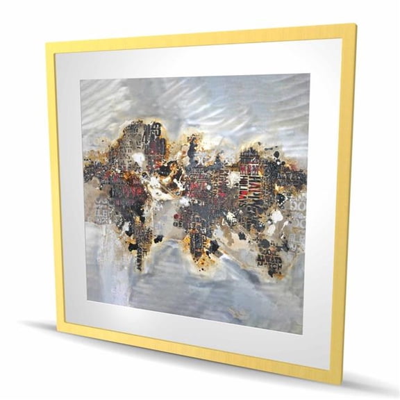 Begin Home Decor C1FM3636MD1SU1 36 x 36 in. Texturized World Map Print - Brown Framed Home Decor