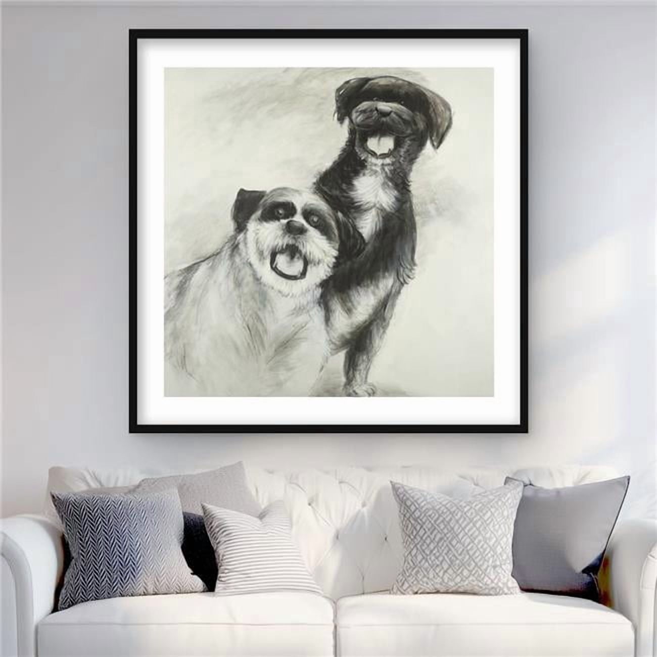 Begin Home Decor C1FM3636MR9ZA3 36 x 36 in. Happy Dogs Sketch - Framed ...