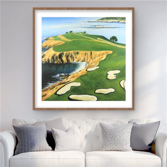 Begin Home Decor C1FM3636MUCBUP 36 x 36 in. Pebble Beach Golf Links - Green Scenic Framed Print Decor