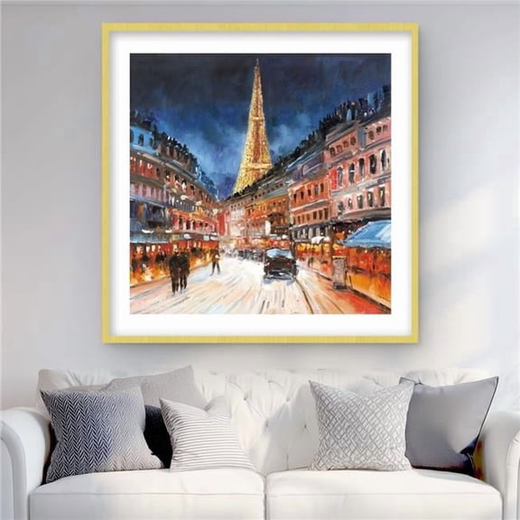 Begin Home Decor C1FM3636N57534 36 x 36 in. Illuminated Paris - Contemporary Street Scenery Framed Print