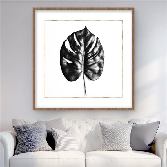 Begin Home Decor C1FM3636NKWY9A 36 x 36 in. Split Leaf Philodendron with Gold Lines - Framed Print Decor