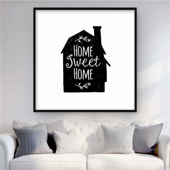 Begin Home Decor C1FM3636OCCBVM 36 x 36 in. Home Sweet Home - Black Building Framed Matted Print - Decor