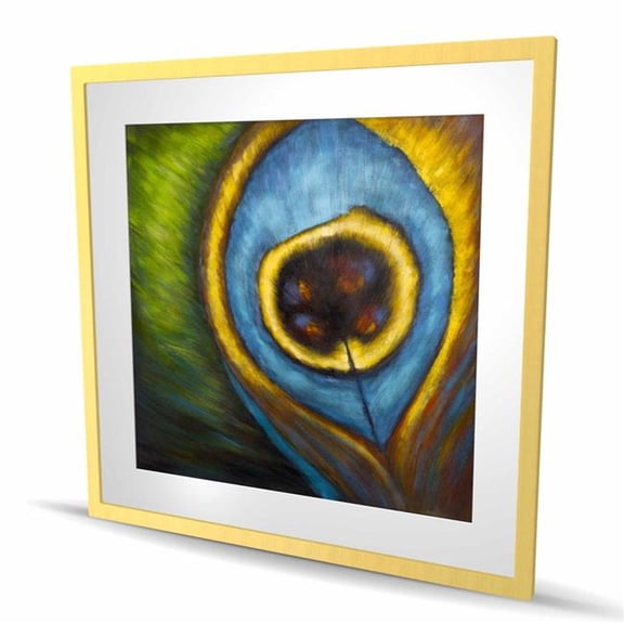 Begin Home Decor C1FM3636PGWQ3Q 36 x 36 in. Peacock Feather Closeup - Exotic Framed Matted Print Decor