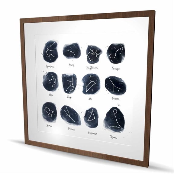Begin Home Decor C1FM3636PNNLH2 36 x 36 in. Constellations Zodiac Signs - White Spiritual Framed Print