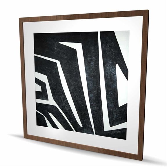 Begin Home Decor C1FM3636PS0OVY 36 x 36 in. Labyrinth - Shapes White Framed Matted Print for Home Decor