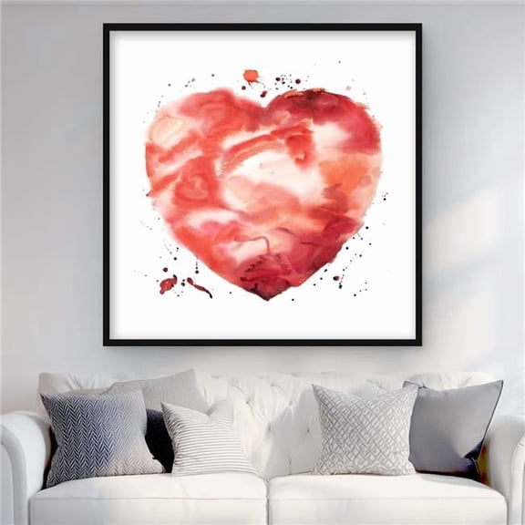 Begin Home Decor C1FM3636Q1XPHE 36 x 36 in. Big Heart - Romantic Framed Matted Print for Home Decor