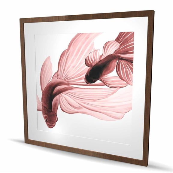 Begin Home Decor C1FM3636QFE5BZ 36 x 36 in. Red Betta Fish Print - Framed Matted Aquatic Home Decor