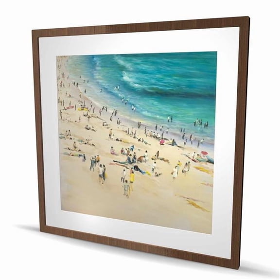 Begin Home Decor C1FM3636RDMUMU 36 x 36 in. Summer Crowd At the Beach - Man Contemporary Framed Print