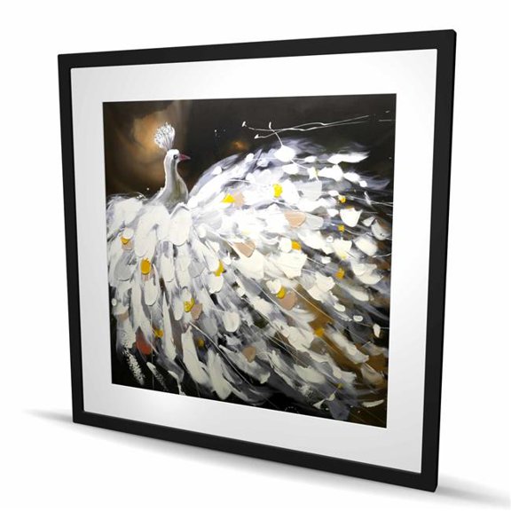 Begin Home Decor C1FM3636RLPI6U 36 x 36 in. Abstract Peacock - Feathers Bedroom Framed Print for Decor