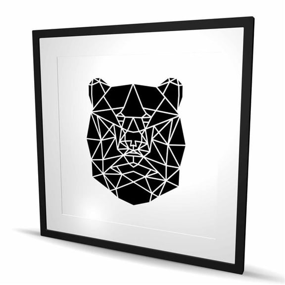 Begin Home Decor C1FM3636SCBI0Y 36 x 36 in. Geometric Bear Head - Monochrome Framed Print for Home Decor