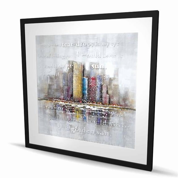 Begin Home Decor C1FM3636TB9VR8 36 x 36 in. Buildings with Typography in Relief - Beige Cities Print