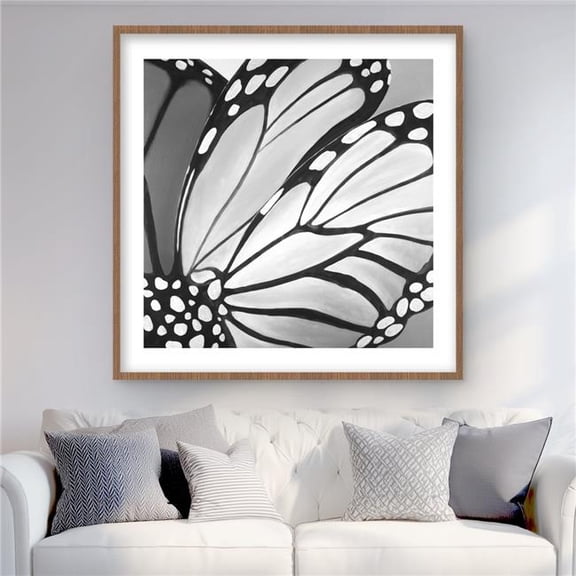 Begin Home Decor C1FM3636TOQ5ZU 36 x 36 in. Monarch Wings Closeup - Framed Matted Print for Home Decor