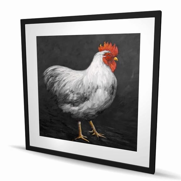 Begin Home Decor C1FM3636TVMBTU 36 x 36 in. Gray Rooster 2 - Animals Kitchen Framed Matted Print Decor