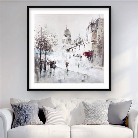 Begin Home Decor C1FM3636U88MRL 36 x 36 in. Gray City Street - Modern Cities Framed Matted Print Decor
