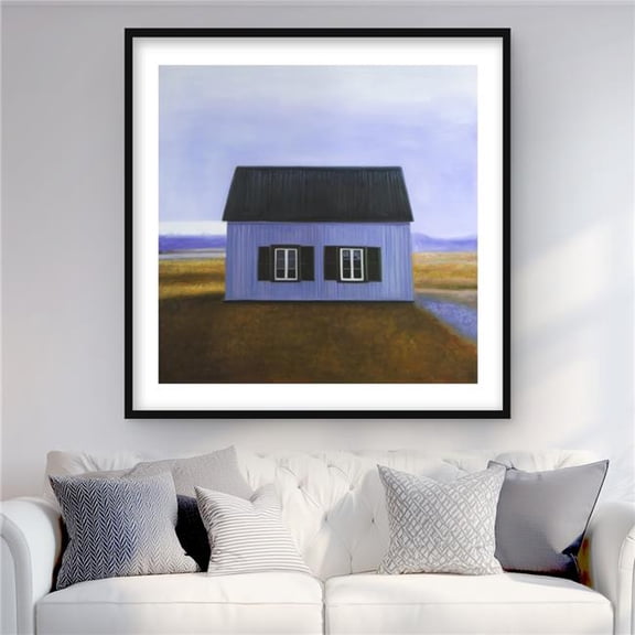 Begin Home Decor C1FM3636UTPDGV 36 x 36 in. Blue Barn - Rustic Framed Matted Print for Home Decor