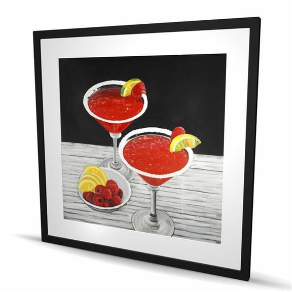 Begin Home Decor C1FM3636W5IAEI 36 x 36 in. Two Cosmopolitan - Gray Kitchen Framed Matted Print Decor