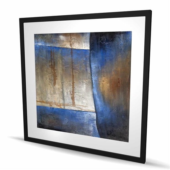 Begin Home Decor C1FM3636W8QXTX 36 x 36 in. Luminous Blue & Bronze Shape - Framed Matted Print Decor