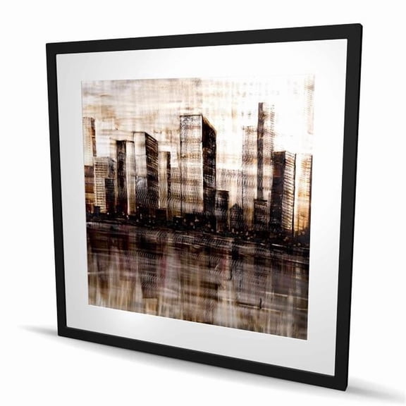 Begin Home Decor C1FM3636Y6GIMH 36 x 36 in. Sketch of the City - Industrial Cities Framed Matted Print