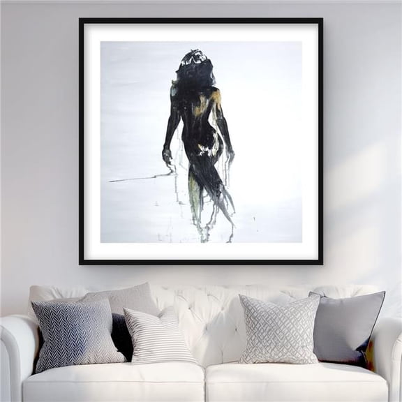 Begin Home Decor C1FM3636Y7DFMW 36 x 36 in. Abstract Back View Woman Silhouette - Black Framed Print