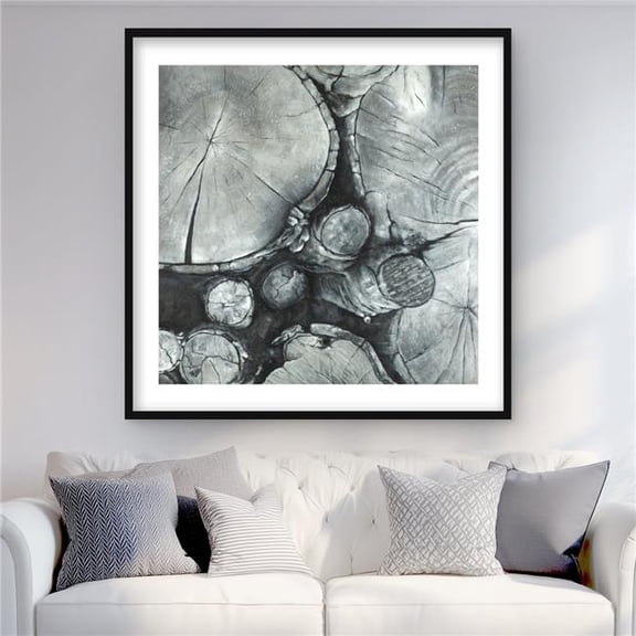 Begin Home Decor C1FM3636YER188 36 x 36 in. Textured Wooden Logs - Monochrome Framed Matted Print Decor